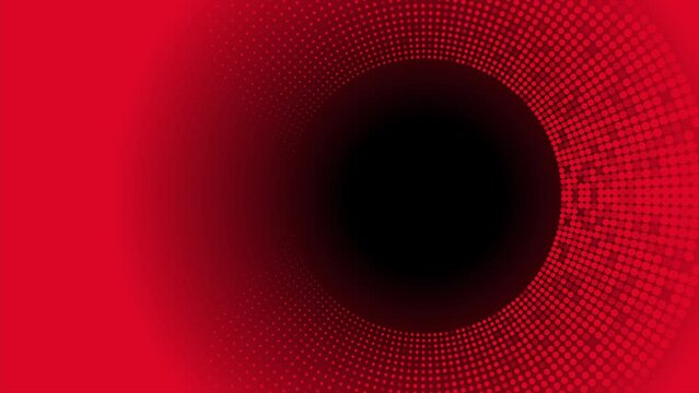 Futuristic minimal tech red black halftones dotted circles abstract background. Seamless looping geometric motion design. Video animation Ultra HD 4K 3840x2160