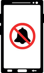 vector illustration icon mobile phone and forbidden bell object in concepto mute mode - obrazy, fototapety, plakaty