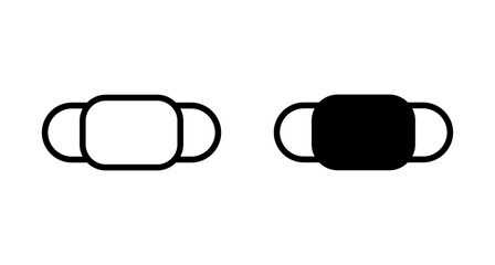 Mask icon vector isolated on white background. Man face with mask icon. Safety breathing masks. Industrial safety N95 mask. Medical mask vector icon.