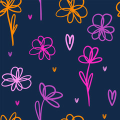 Seamless cute print with flowers. Romantic texture background. Wallpaper for girls. Fashion minimal style pattern