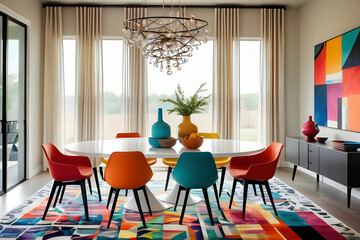 Interior design series: modern colorful dining room