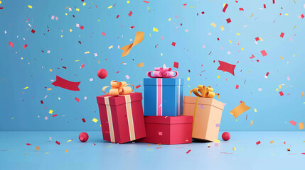 Gift Illustration with Confetti: Giveaway, prize Concept 