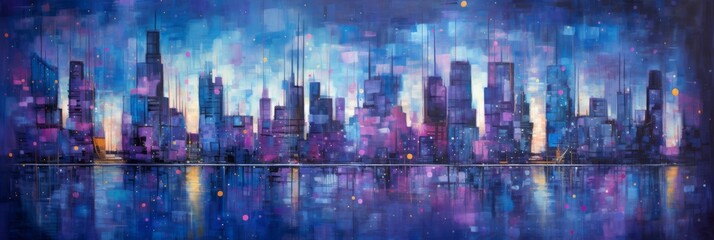 Obraz premium Abstract Digital Artwork Of Cityscape. Urban Skyline Painting. Generative AI