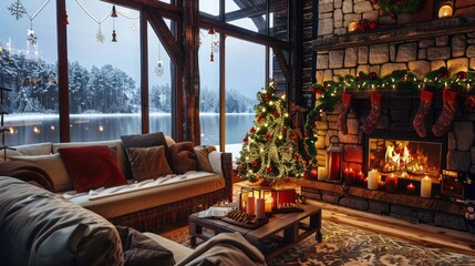  In a cozy little apartment, a twinkling Christmas tree stands adorned with ornaments and lights, casting a warm glow throughout the room. 