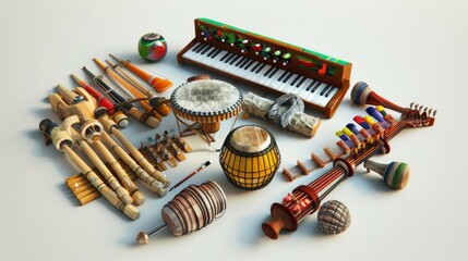 Artistic representation of a musical instrument invented by acousticians and musicians, which creates a range of sounds from different musical cultures. - obrazy, fototapety, plakaty