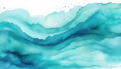 Blue azure turquoise abstract watercolor background