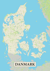 Denmark (Danmark) map poster art vector