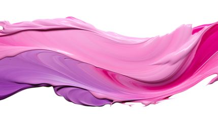 Thick pink and purple acrylic oil paint brush stroke on white and transparent background