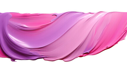 Thick pink and purple acrylic oil paint brush stroke on white and transparent background