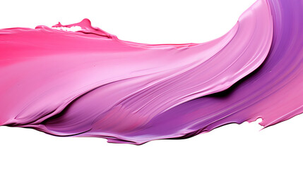 Thick pink and purple acrylic oil paint brush stroke on white and transparent background
