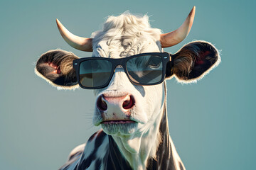 render of a cow wearing sunglasses
