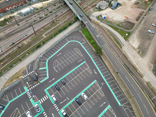 Aerial View of City Centre of Peterborough City of England UK