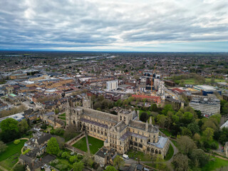 Fototapeta na wymiar Aerial View of City Centre of Peterborough City of England UK