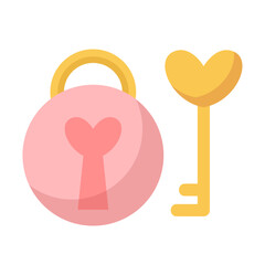 Key with a pink lock in the shape of a heart