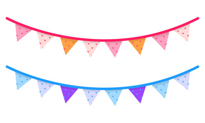 Several colored hand drawn garlands on white