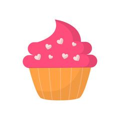 Vector delicious cupcake illustration on white background