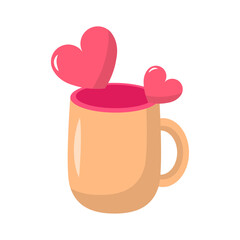 Vector heart mugs illustration on white background