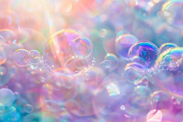 Dreamy Soap Bubbles with Prism Light Reflections