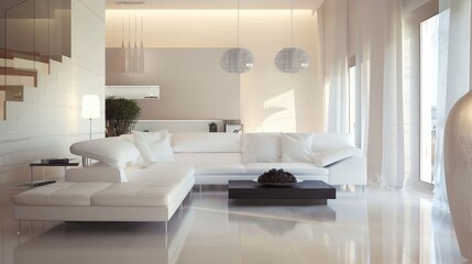 Fototapeta na wymiar beautiful living room with white sofa