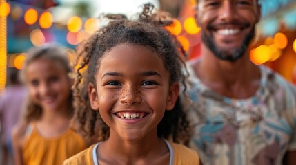 Joyful family bonding over a fun-filled day at an amusement park, capturing laughter and excitement