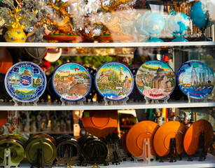 Shop with tourist souvenirs in Tbilisi. Georgia - obrazy, fototapety, plakaty