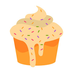 vector sweet cupcake with berry on white background