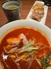 Spicy chicken ramen in a bowl