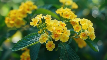 Stunning yellow lantana blooms
