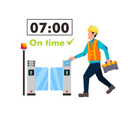 a worker who is going to work and makes an absence on time