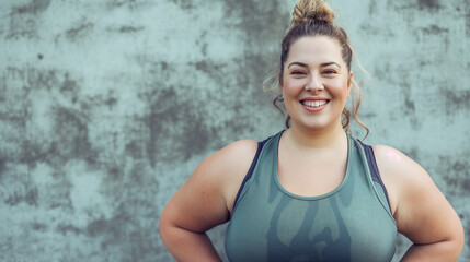 confident plus size lady ready to do exercise