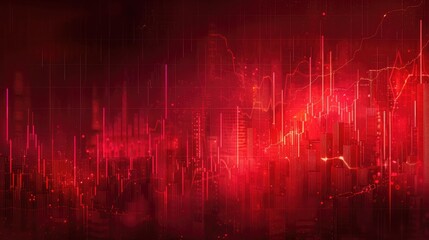 The red crashing market volatility of crypto trading with technical graph and indicator red candlesticks going down without resistance market fear and downtrend Cryptocurrency background concept