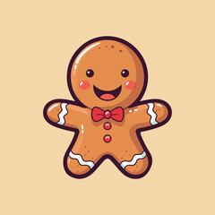 cute gingerbread man happy kawaii vector illustration template design