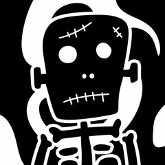 black and white of zombie cartoon