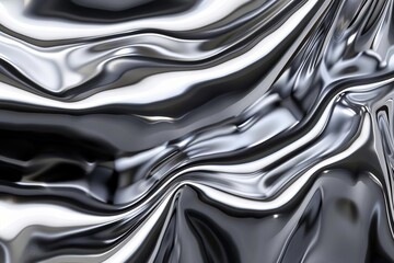 glossy chrome metal texture background liquid silver surface 3d rendered abstract wallpaper - obrazy, fototapety, plakaty