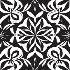 Round, square, dotted, floral, and beautiful ancient geometric patterns adorn simple black and white symmetrical texture.