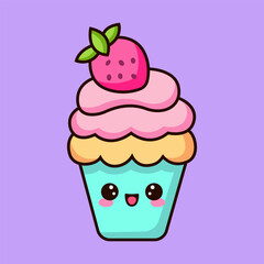 Cute cake vector icon illustration