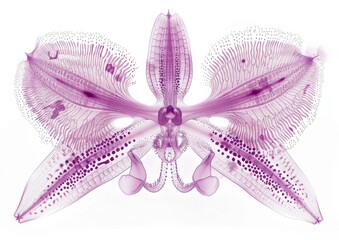 An orchid flower, stylised X-Ray illustration. 