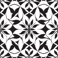 Round, square, dotted, floral, and beautiful ancient geometric patterns adorn simple black and white symmetrical texture.