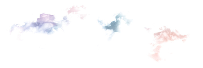 Pastel color clouds blending into each other on transparent background.