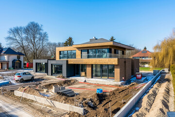 Modern minimalist house under renovation and reconstruction