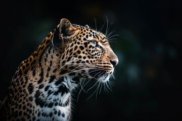 majestic leopard portrait on black background powerful wildlife photography