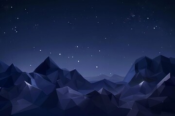 majestic polygonal mountains at night minimalist dark wallpaper - obrazy, fototapety, plakaty