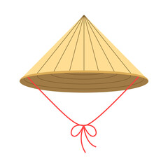 Vietnamese Traditional Hat Cartoon, Digital Art Illustration