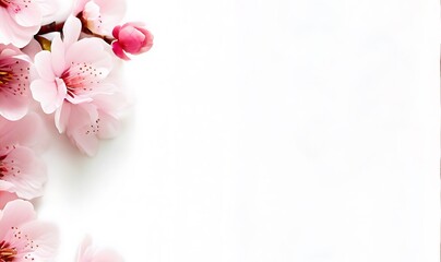 Fototapeta na wymiar Delicate cherry blossoms adorning a serene white space background. Generative AI