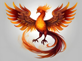 Obraz premium Amazing Illustration Mystical mythical character Phoenix CARTOON, phoenix bird on a WHITE background, phoenix logo,