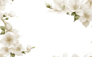 Fototapeta na wymiar Elegant paper flowers and leaves on a pure white background. Generative AI
