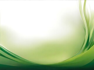 Obraz premium Soft green waves flowing on a gentle white gradient background.Generative AI
