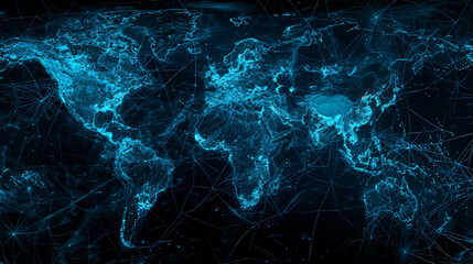 Fototapeta premium Connected World: Visualization of Global Digital Network