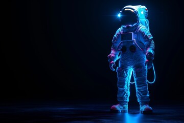 Astronaut in Space with Cosmic Nebula Backdrop - obrazy, fototapety, plakaty