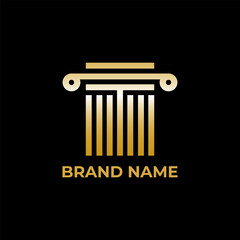 T letter law symbol design logo